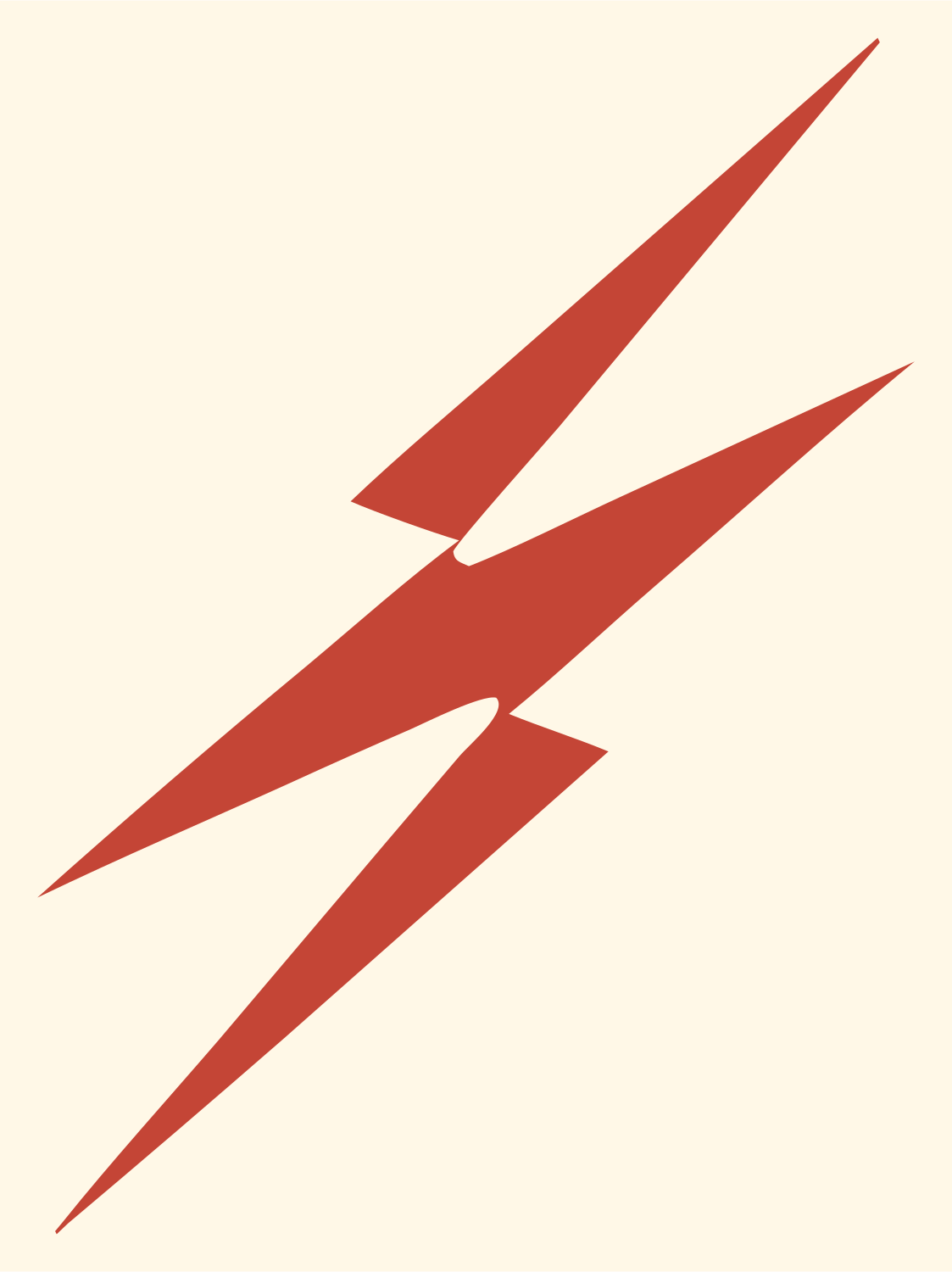 Industrial Split Double Lightning Bolt Badge #fff8e7/#c44536