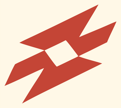Industrial Angular Negative Space Donut Mark #fff8e7/#c44536