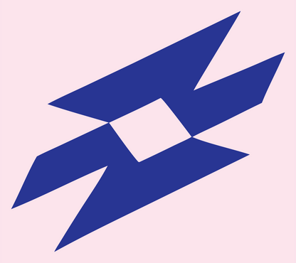 Industrial Angular Negative Space Donut Mark #fce4ec/#283593