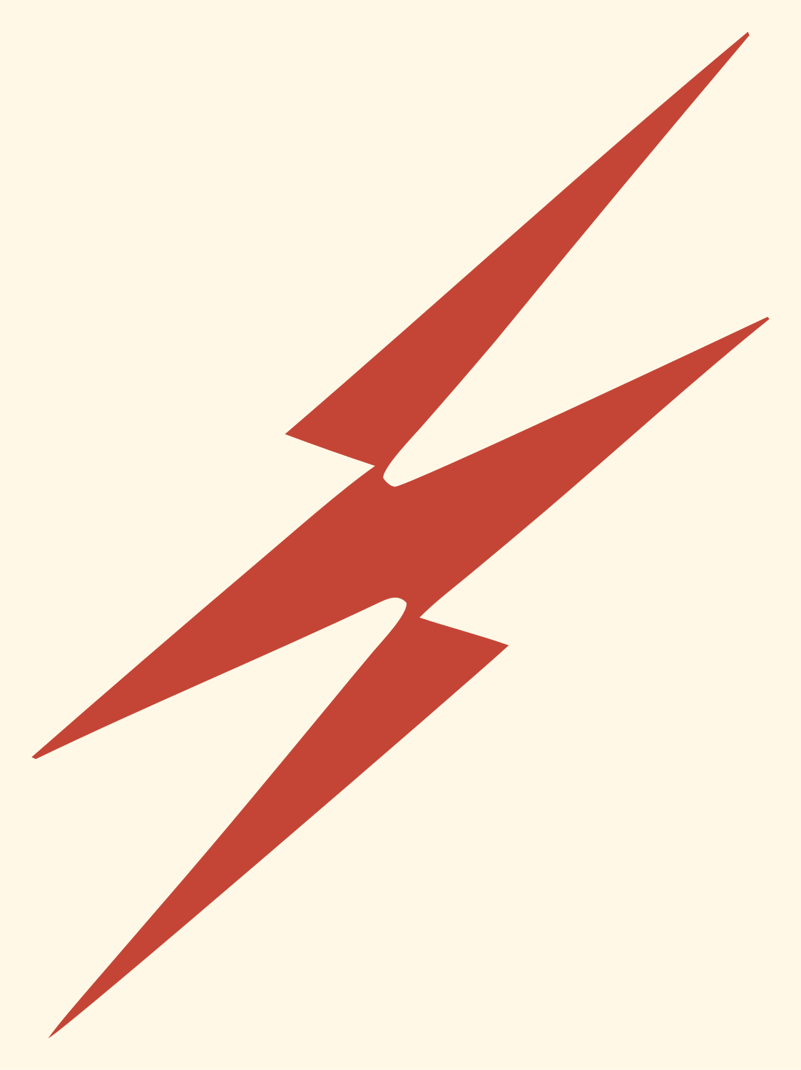 Forked Twin Lightning Strike Bolt Icon #fff8e7/#c44536