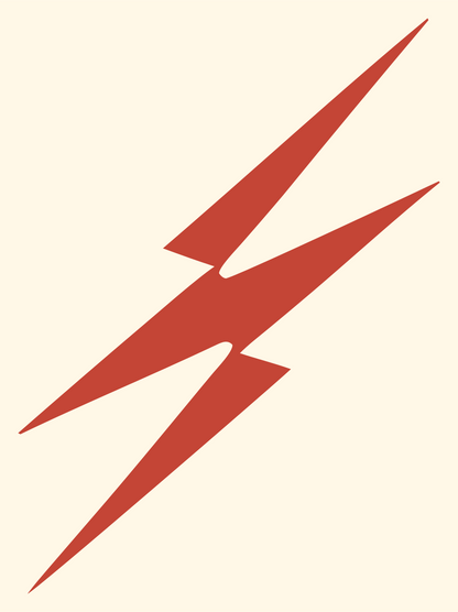 Forked Twin Lightning Strike Bolt Icon #fff8e7/#c44536