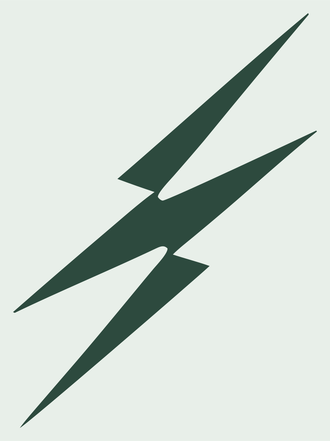 Forked Twin Lightning Strike Bolt Icon #e8efe9/#2d4a3e