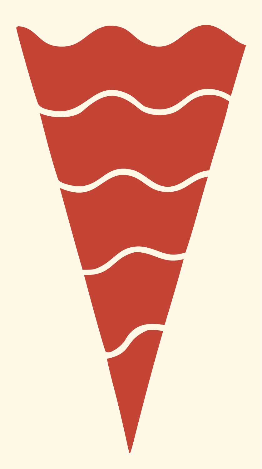 Bold Wavy Stripe Ice Cream Cone Mark #fff8e7/#c44536