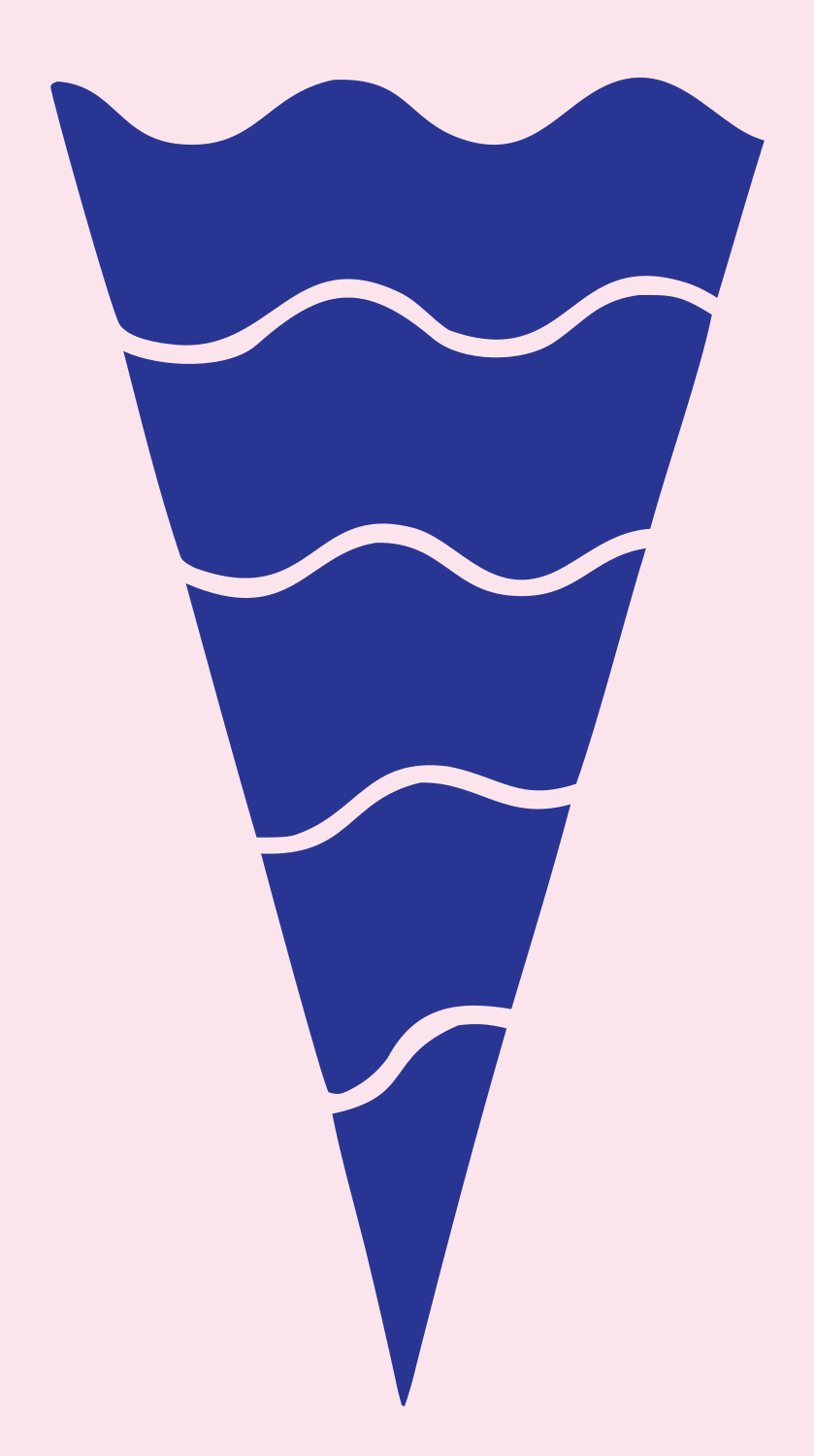 Bold Wavy Stripe Ice Cream Cone Mark #fce4ec/#283593