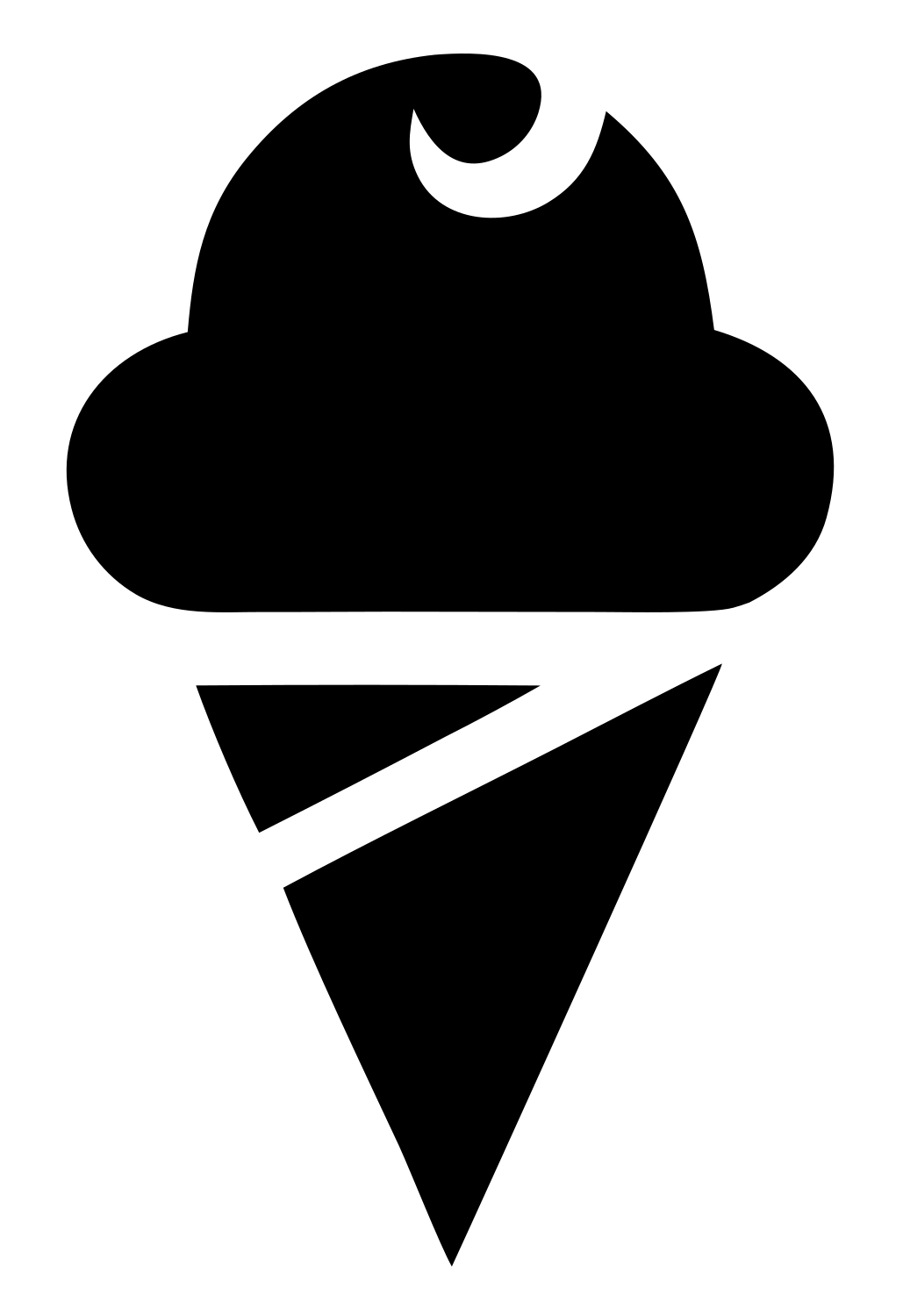 Bold Silhouette Split Cone Ice Cream Mark #ffffff/#000000