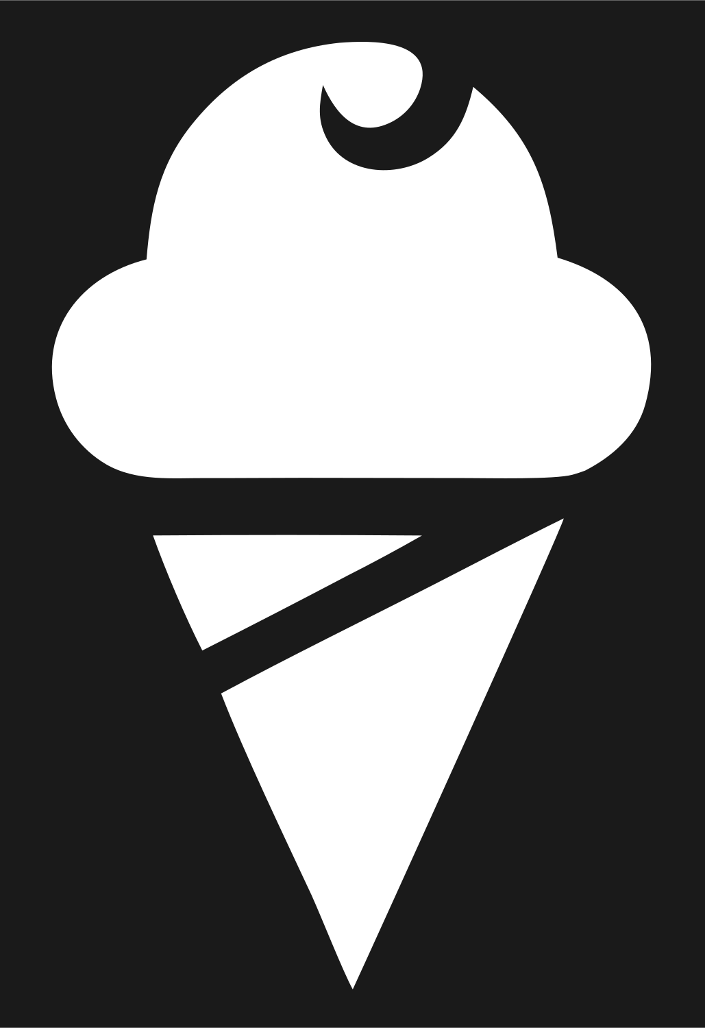 Bold Silhouette Split Cone Ice Cream Mark #1a1a1a/#ffffff
