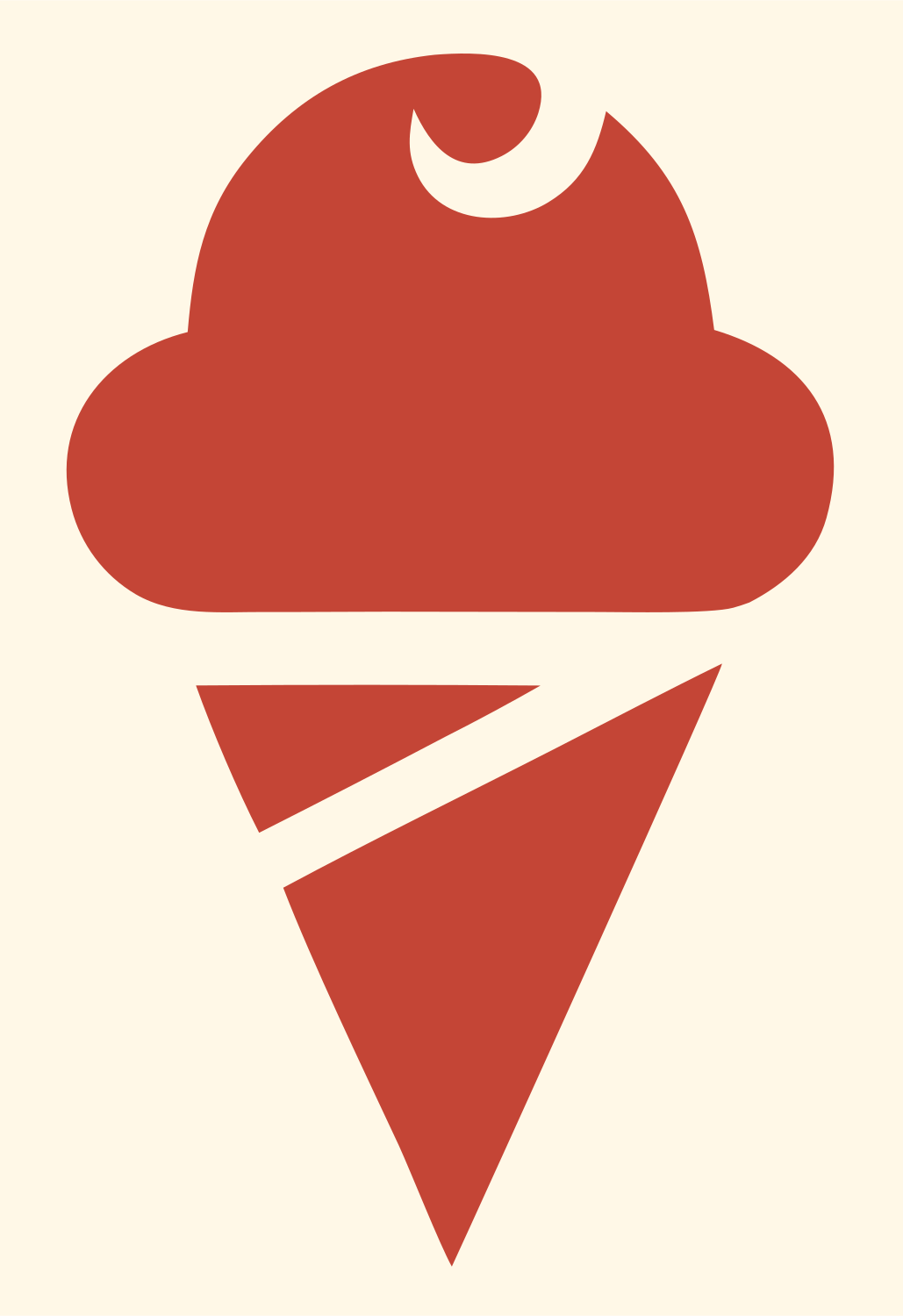 Bold Silhouette Split Cone Ice Cream Mark #fff8e7/#c44536