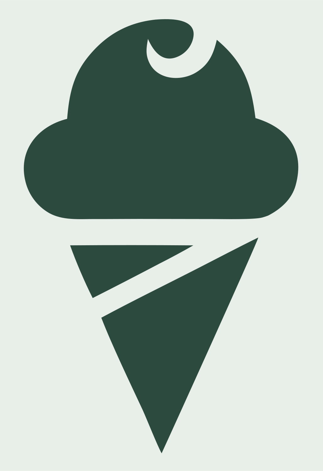 Bold Silhouette Split Cone Ice Cream Mark #e8efe9/#2d4a3e