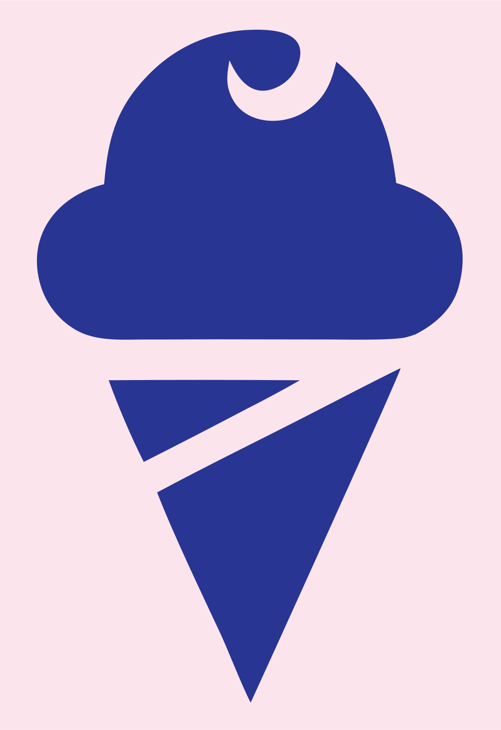 Bold Silhouette Split Cone Ice Cream Mark #fce4ec/#283593