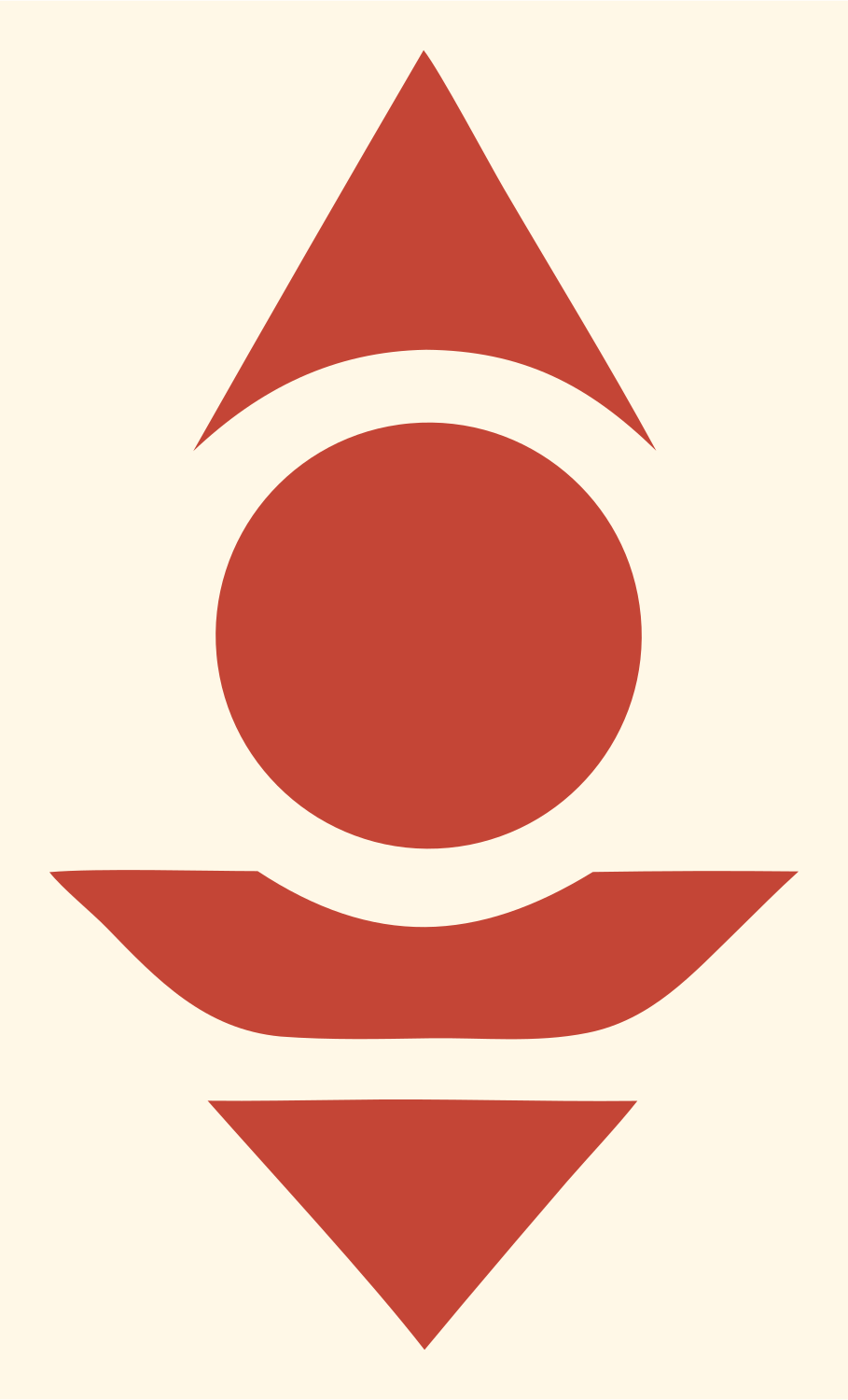 Bold Stacked Triangle Circle Cone Emblem #fff8e7/#c44536