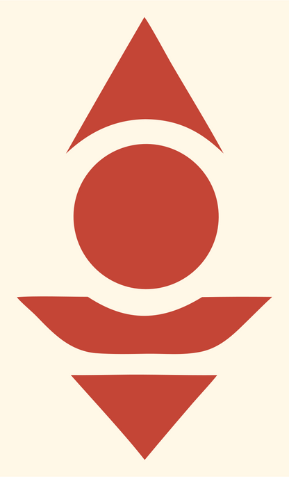 Bold Stacked Triangle Circle Cone Emblem #fff8e7/#c44536