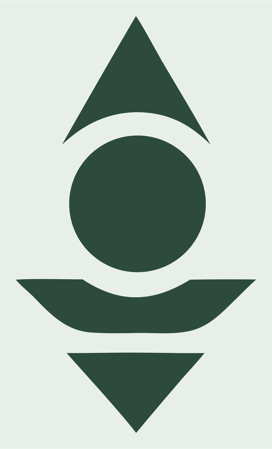 Bold Stacked Triangle Circle Cone Emblem #e8efe9/#2d4a3e
