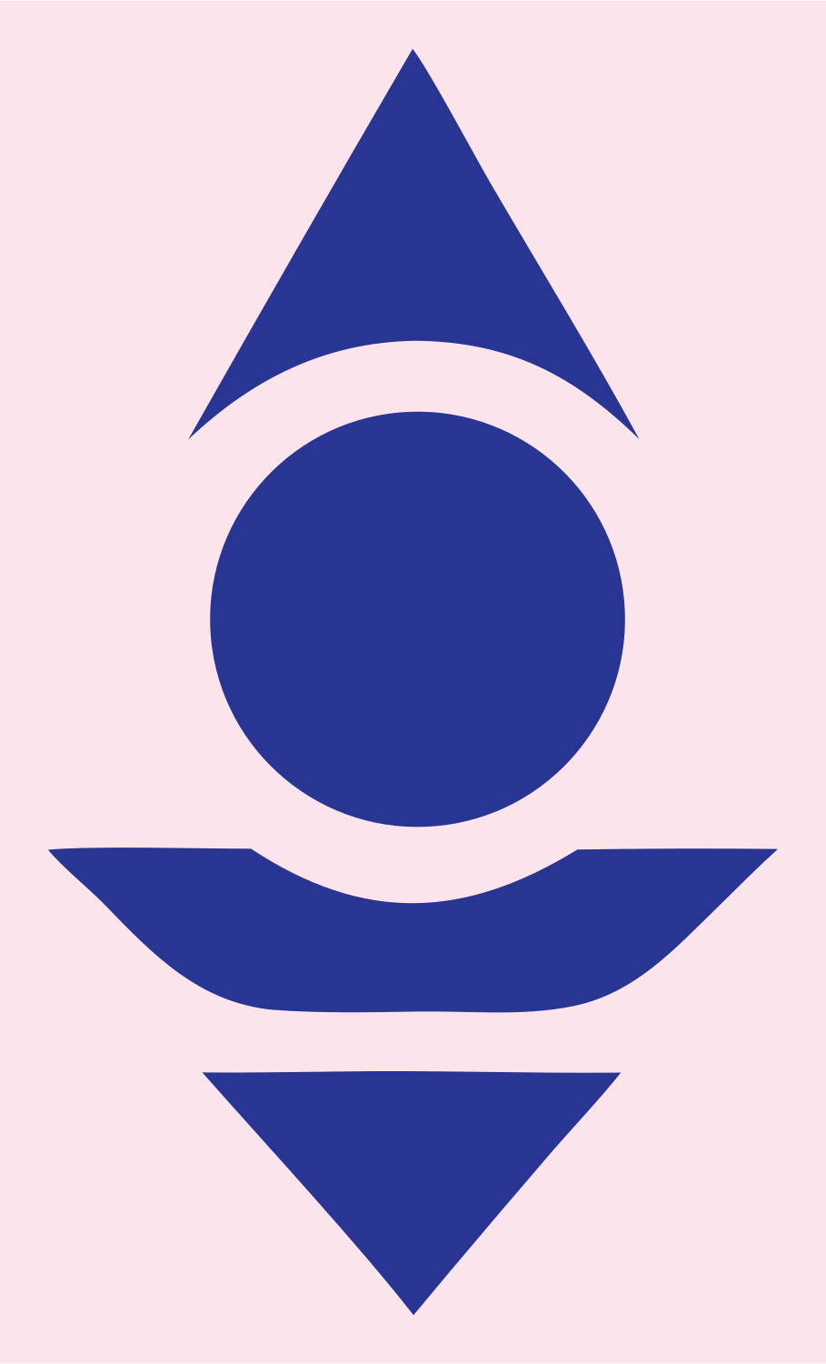 Bold Stacked Triangle Circle Cone Emblem #fce4ec/#283593