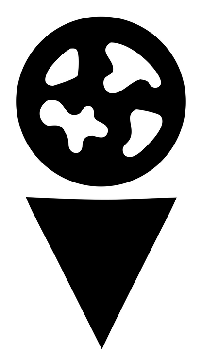Ice Cream Globe Map Pin Icon #ffffff/#000000