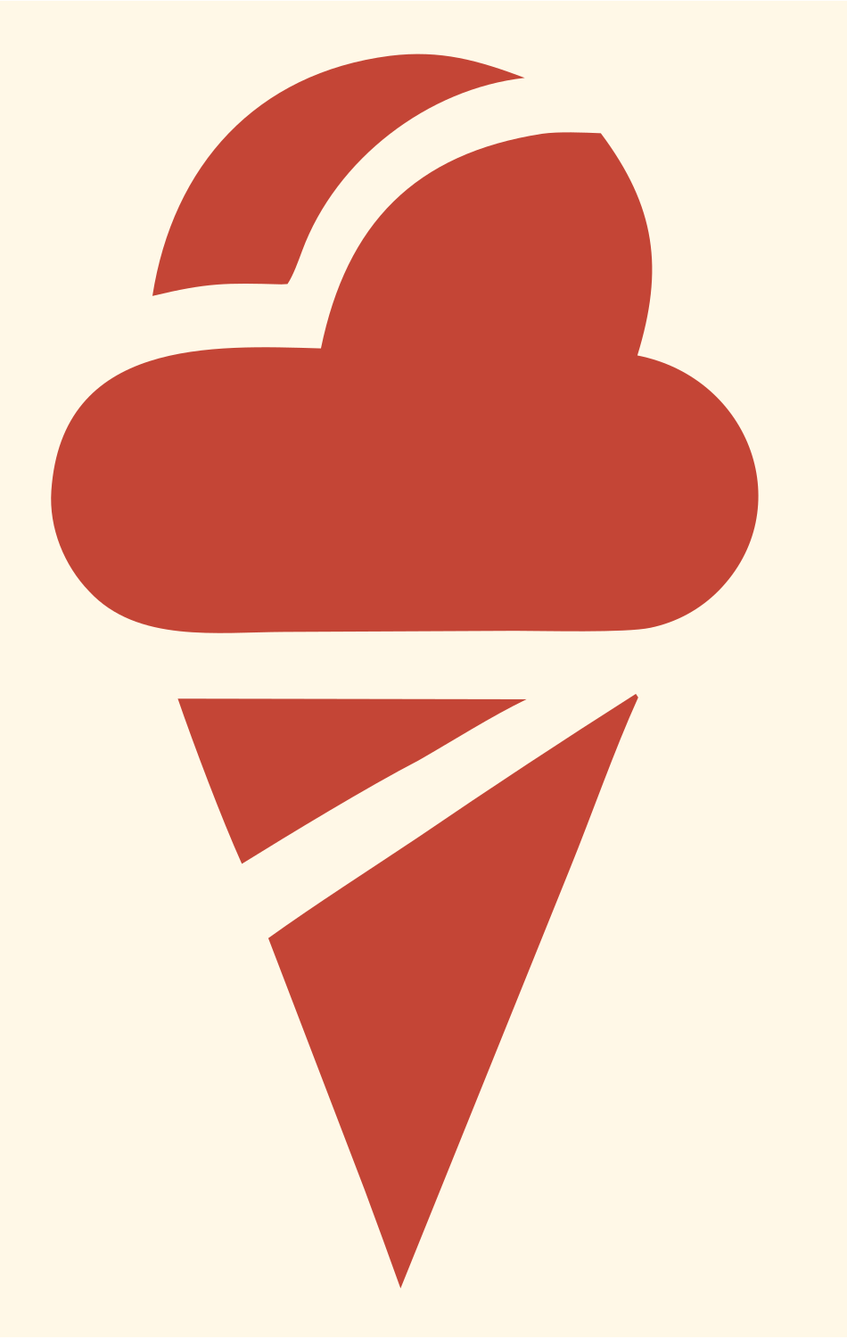 Ice Cream Cone Bold Icon #fff8e7/#c44536