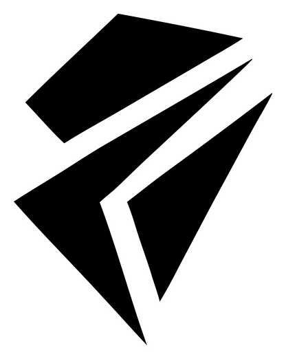 Bold Fractured Diagonal Shard Cone Badge #ffffff/#000000