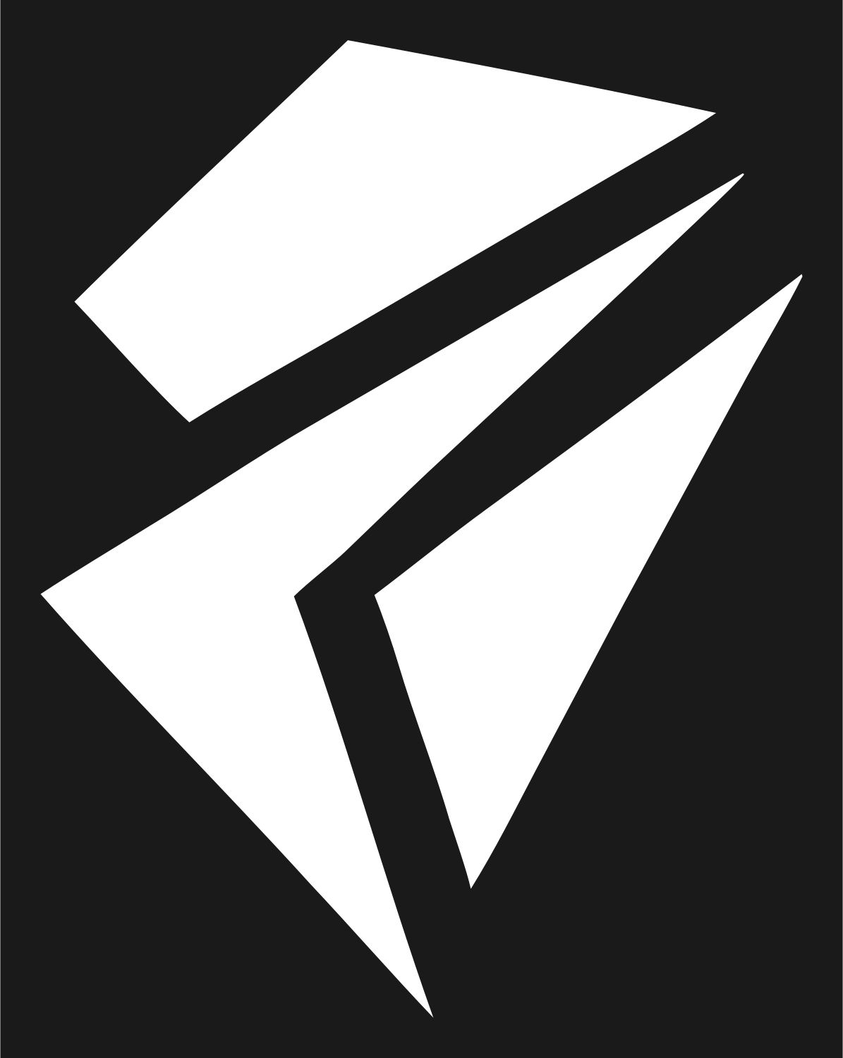 Bold Fractured Diagonal Shard Cone Badge #1a1a1a/#ffffff
