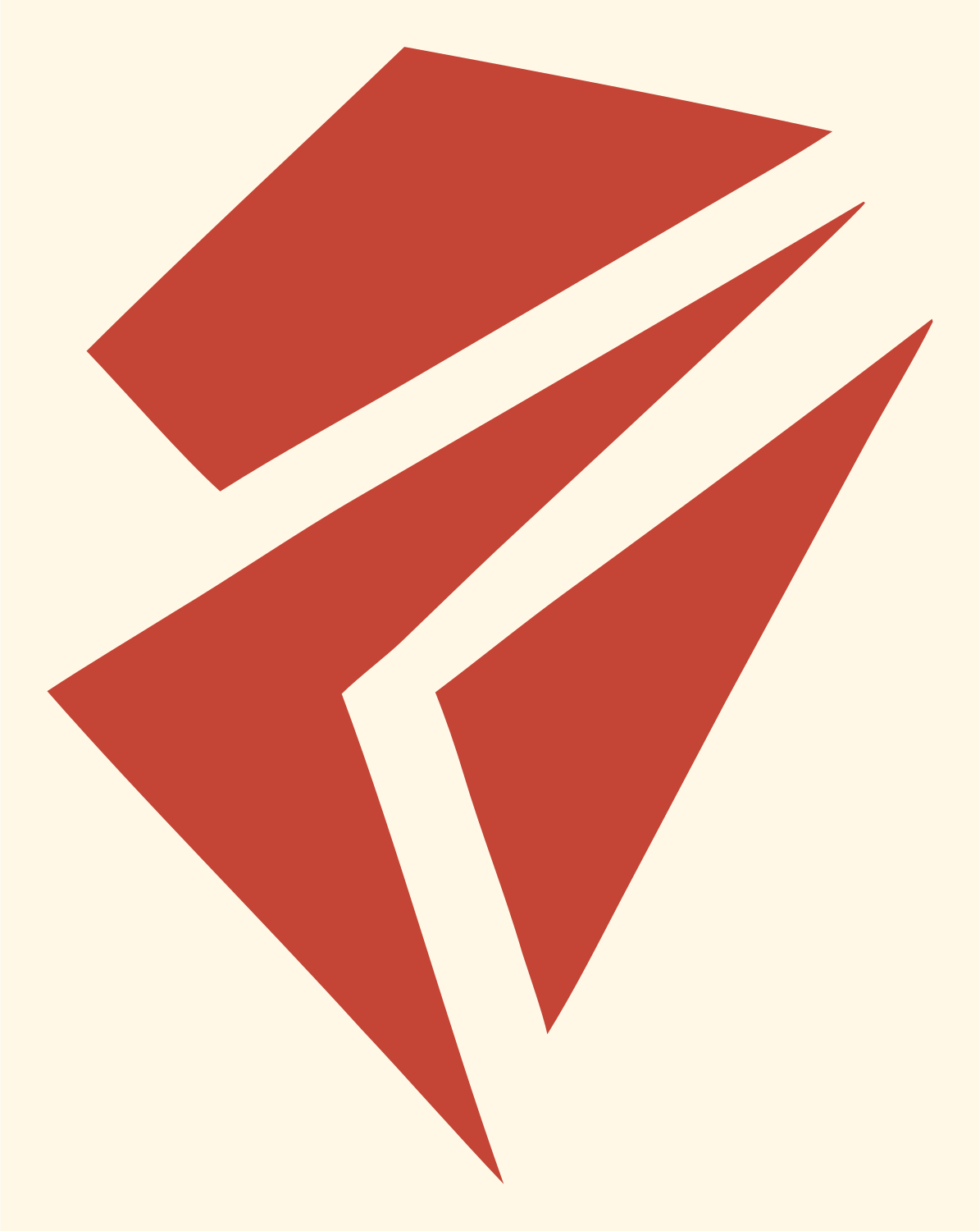 Bold Fractured Diagonal Shard Cone Badge #fff8e7/#c44536