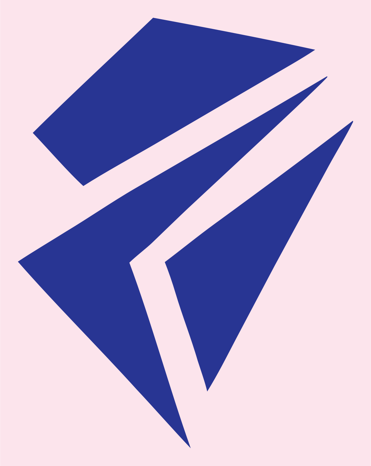 Bold Fractured Diagonal Shard Cone Badge #fce4ec/#283593