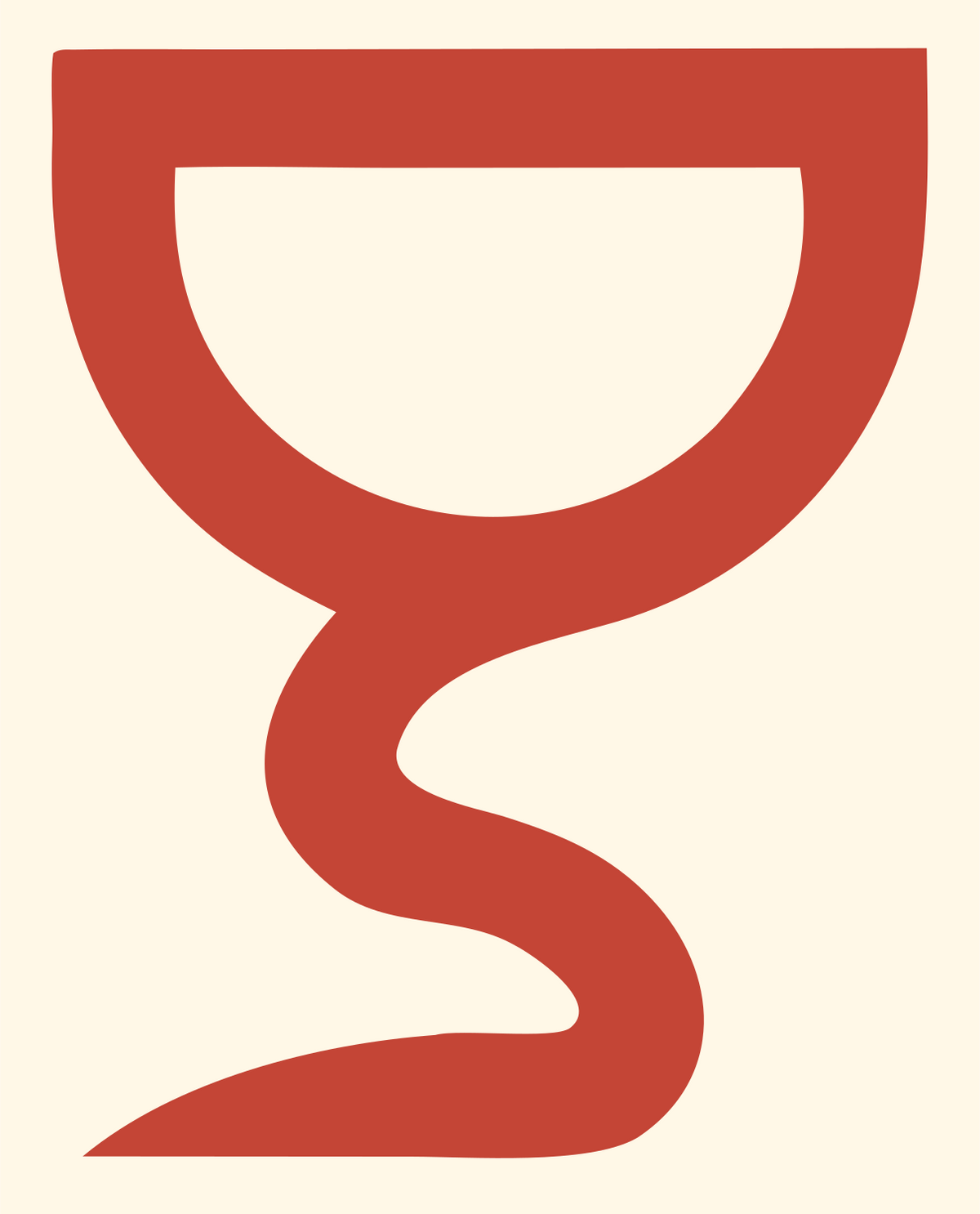 Fluid Serpentine Stem Goblet Mark #fff8e7/#c44536