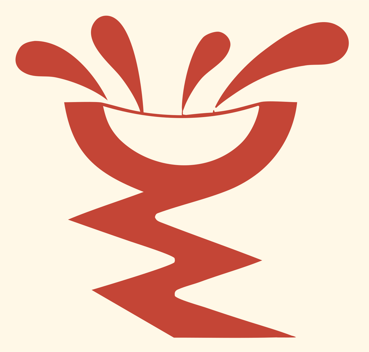 Splashing Bowl Zigzag Stem Cocktail Mark #fff8e7/#c44536