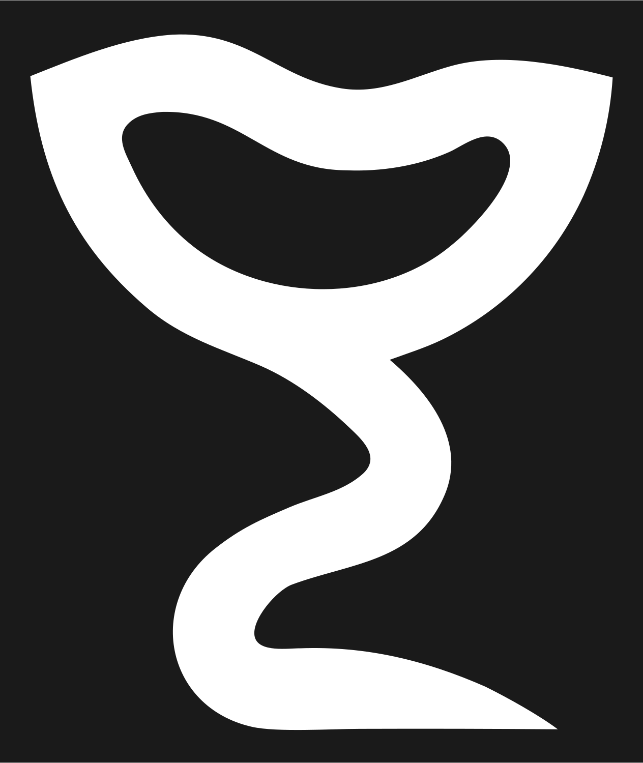 Wavy Ribbon Stem Cocktail Goblet Icon #1a1a1a/#ffffff