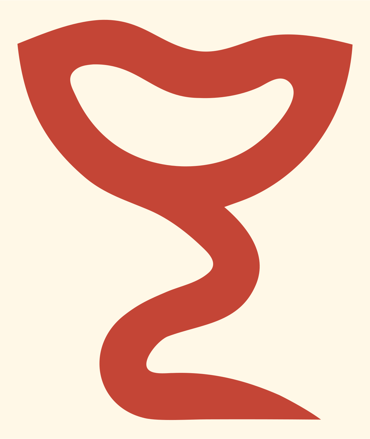 Wavy Ribbon Stem Cocktail Goblet Icon #fff8e7/#c44536