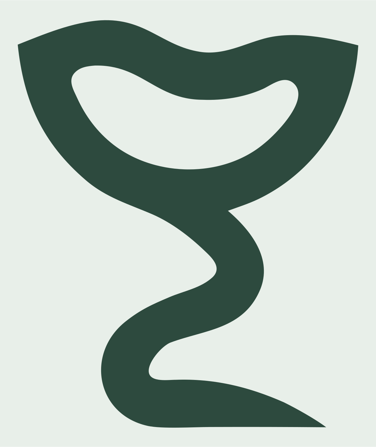 Wavy Ribbon Stem Cocktail Goblet Icon #e8efe9/#2d4a3e