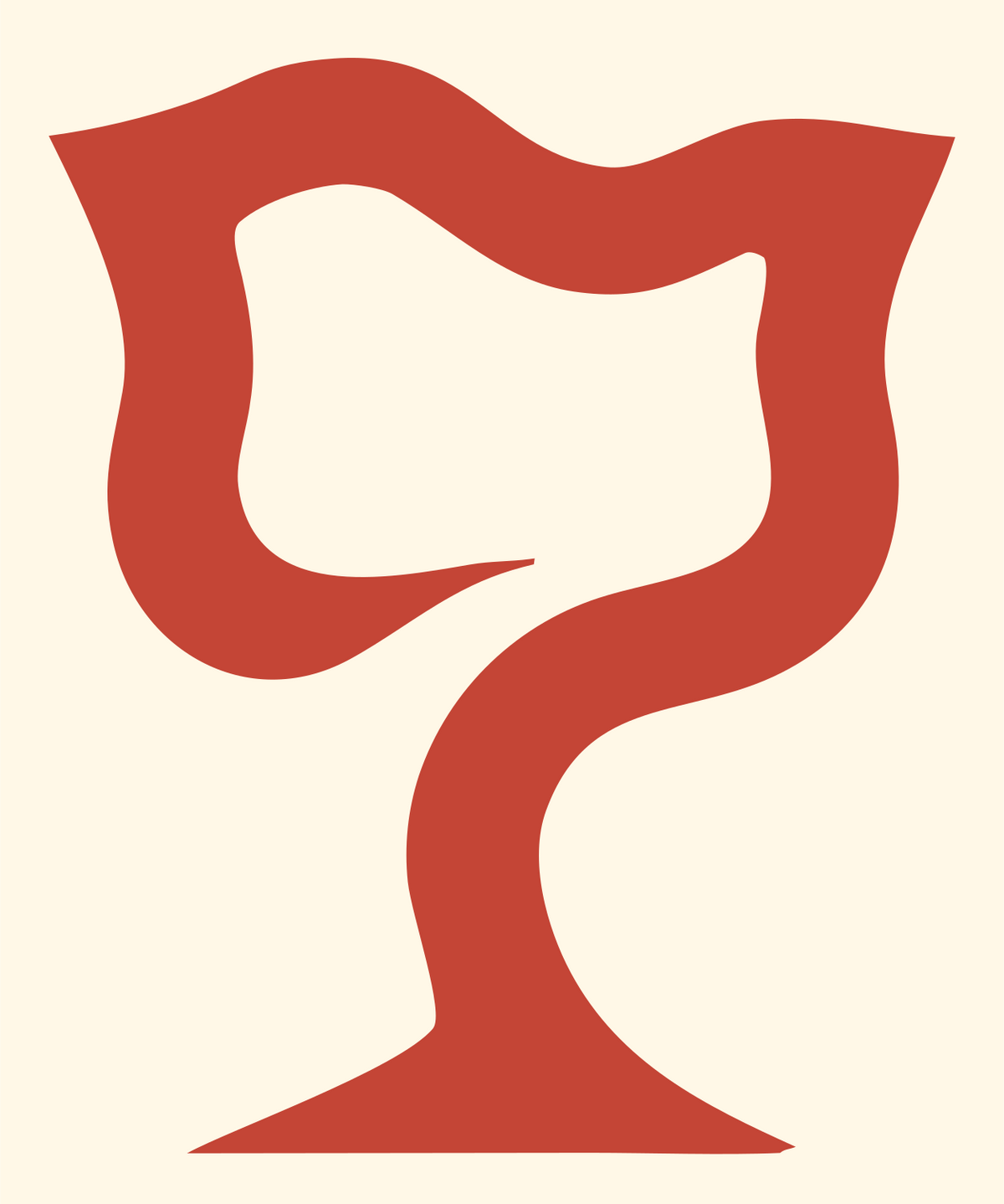 Fluid Twist Stem Wide Bowl Goblet Icon #fff8e7/#c44536
