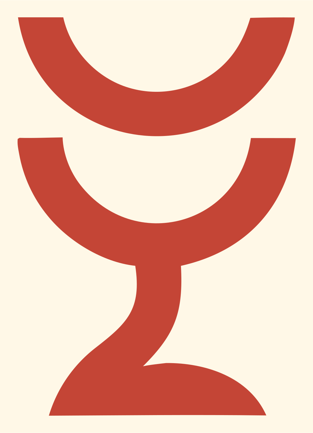 Stacked Arch Serpentine Stem Goblet Badge #fff8e7/#c44536