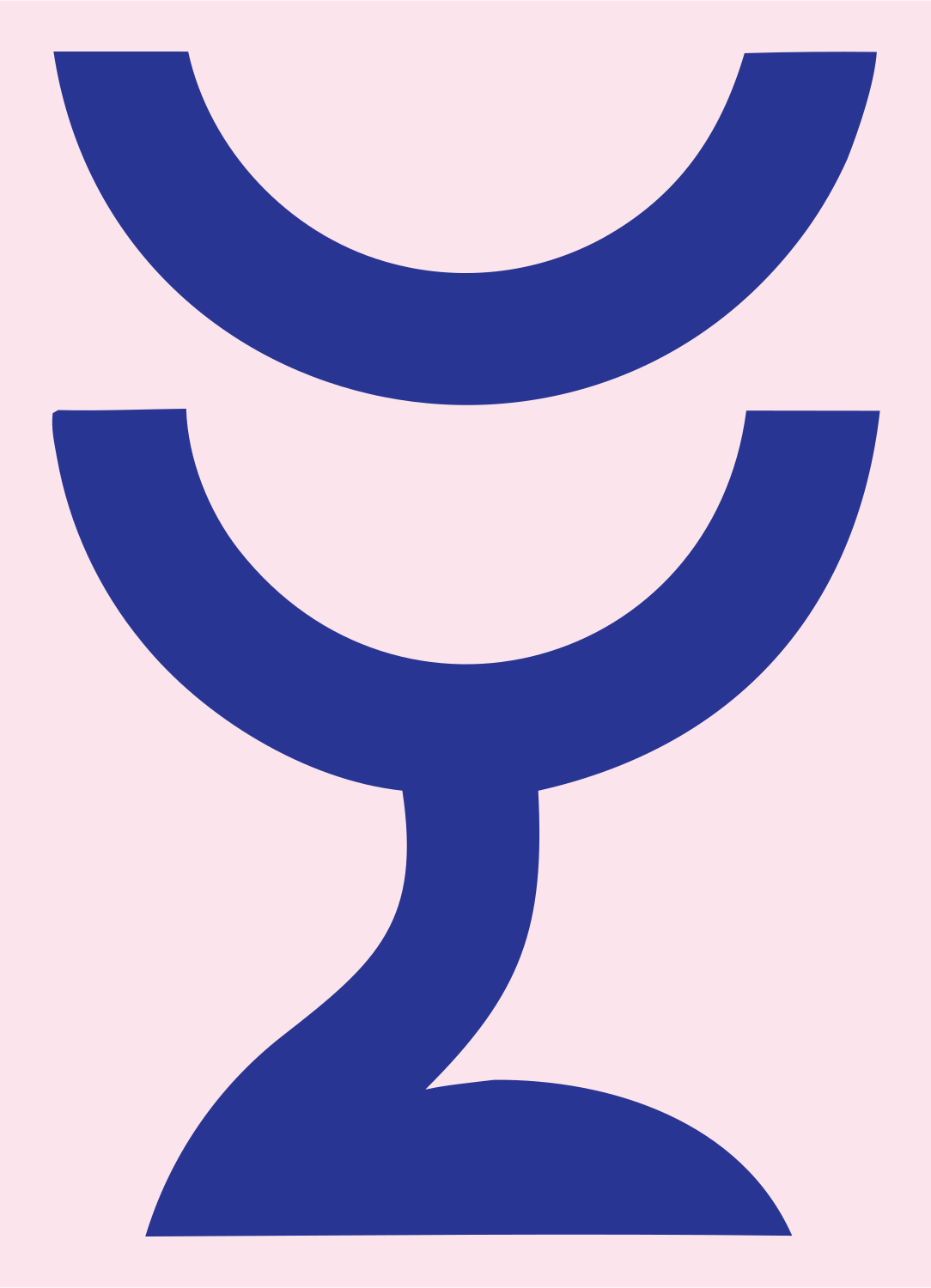 Stacked Arch Serpentine Stem Goblet Badge #fce4ec/#283593