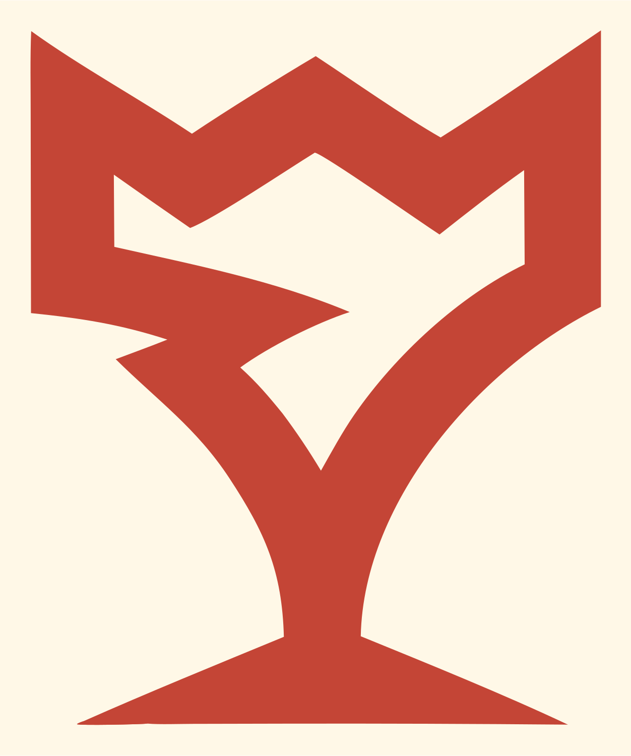 Crown Top Zigzag Stem Cocktail Crest #fff8e7/#c44536