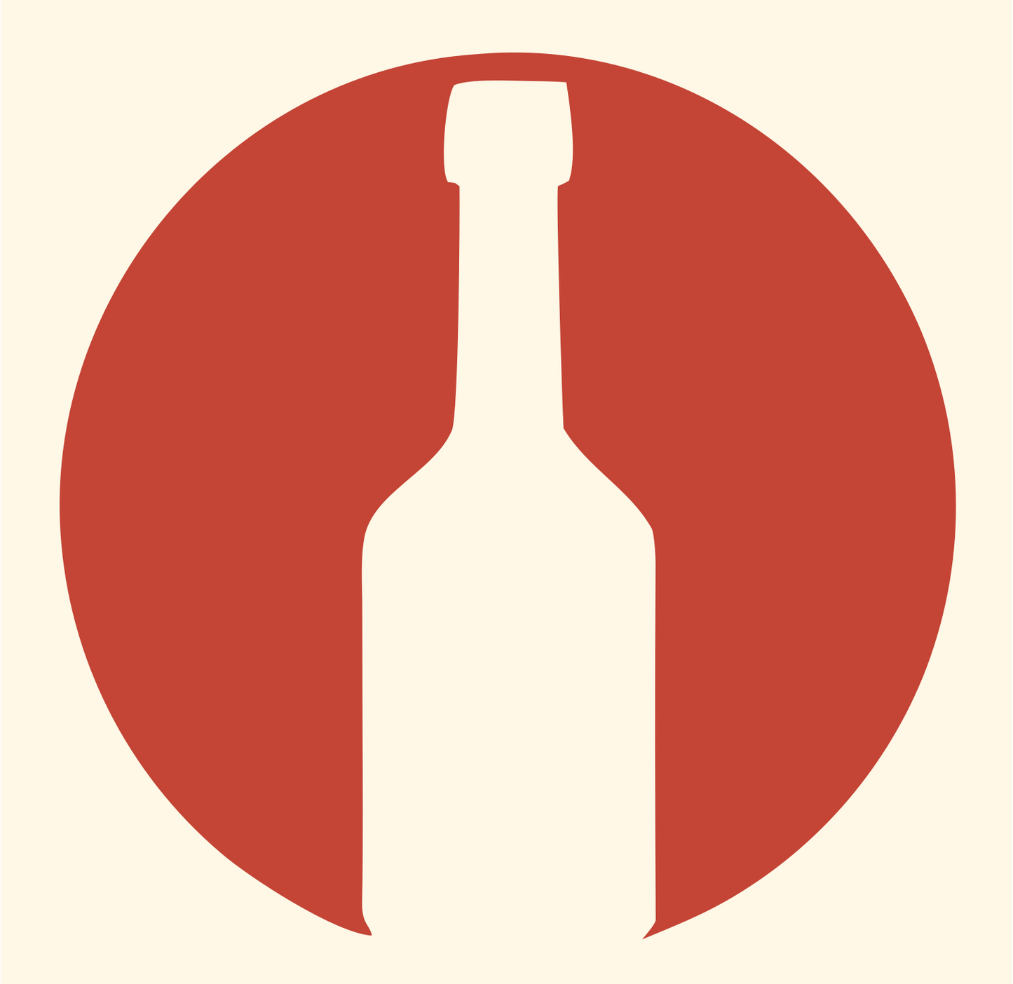 Negative Space Round Wine Bottle Mark #fff8e7/#c44536