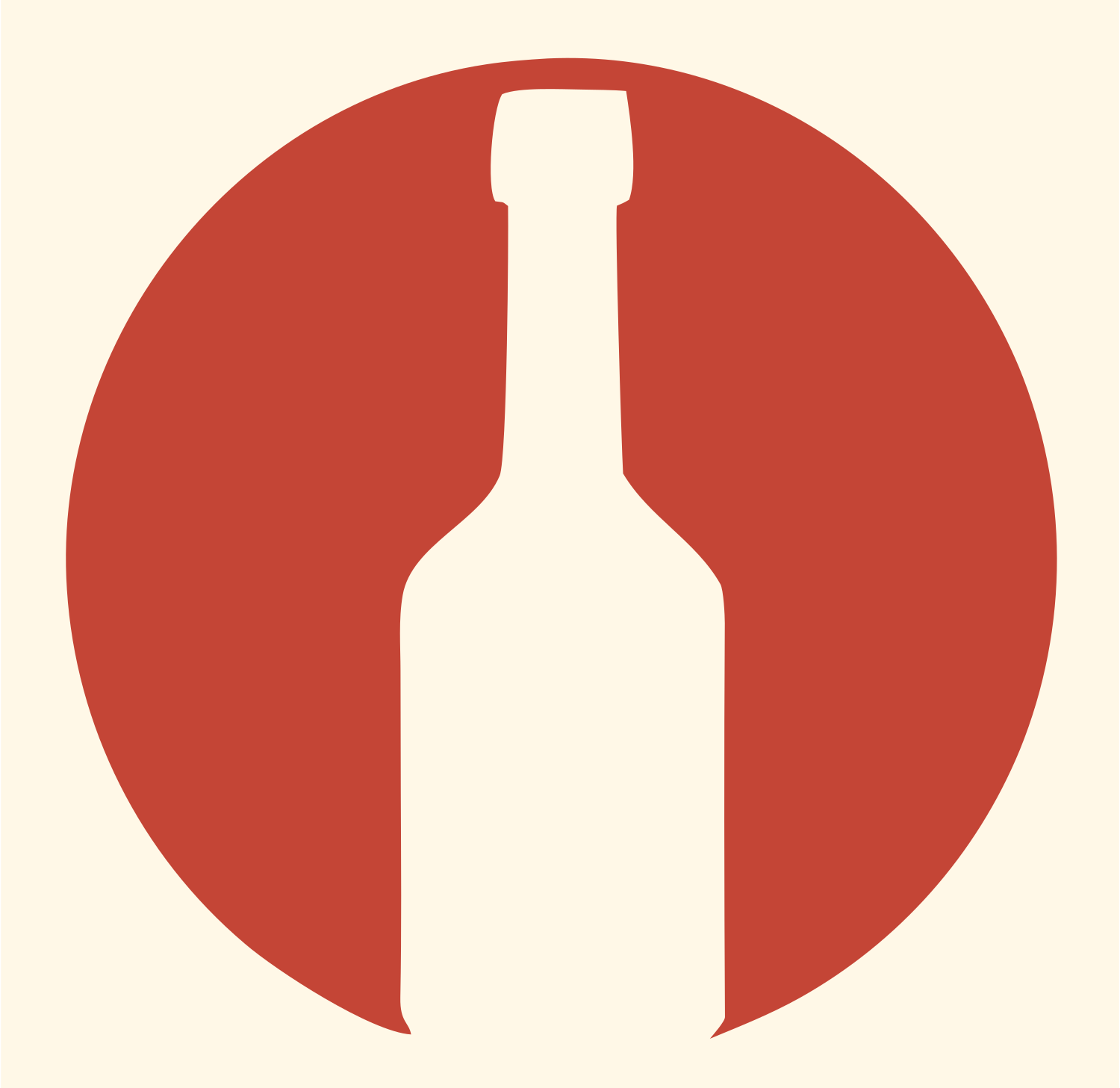 Negative Space Round Wine Bottle Mark #fff8e7/#c44536