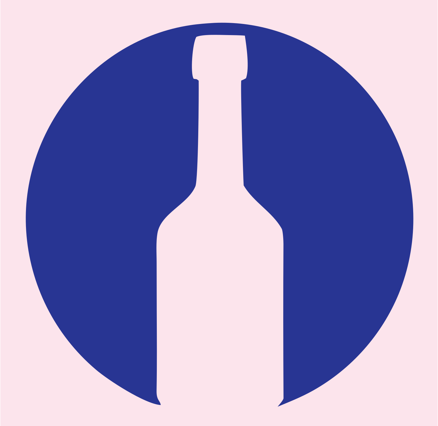 Negative Space Round Wine Bottle Mark #fce4ec/#283593