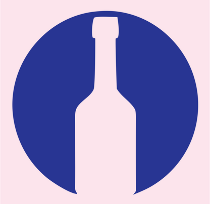 Negative Space Round Wine Bottle Mark #fce4ec/#283593
