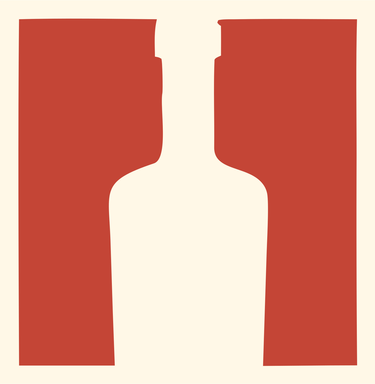 Negative Space Split Bottle Pair Mark #fff8e7/#c44536