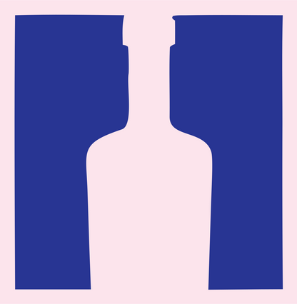 Negative Space Split Bottle Pair Mark #fce4ec/#283593