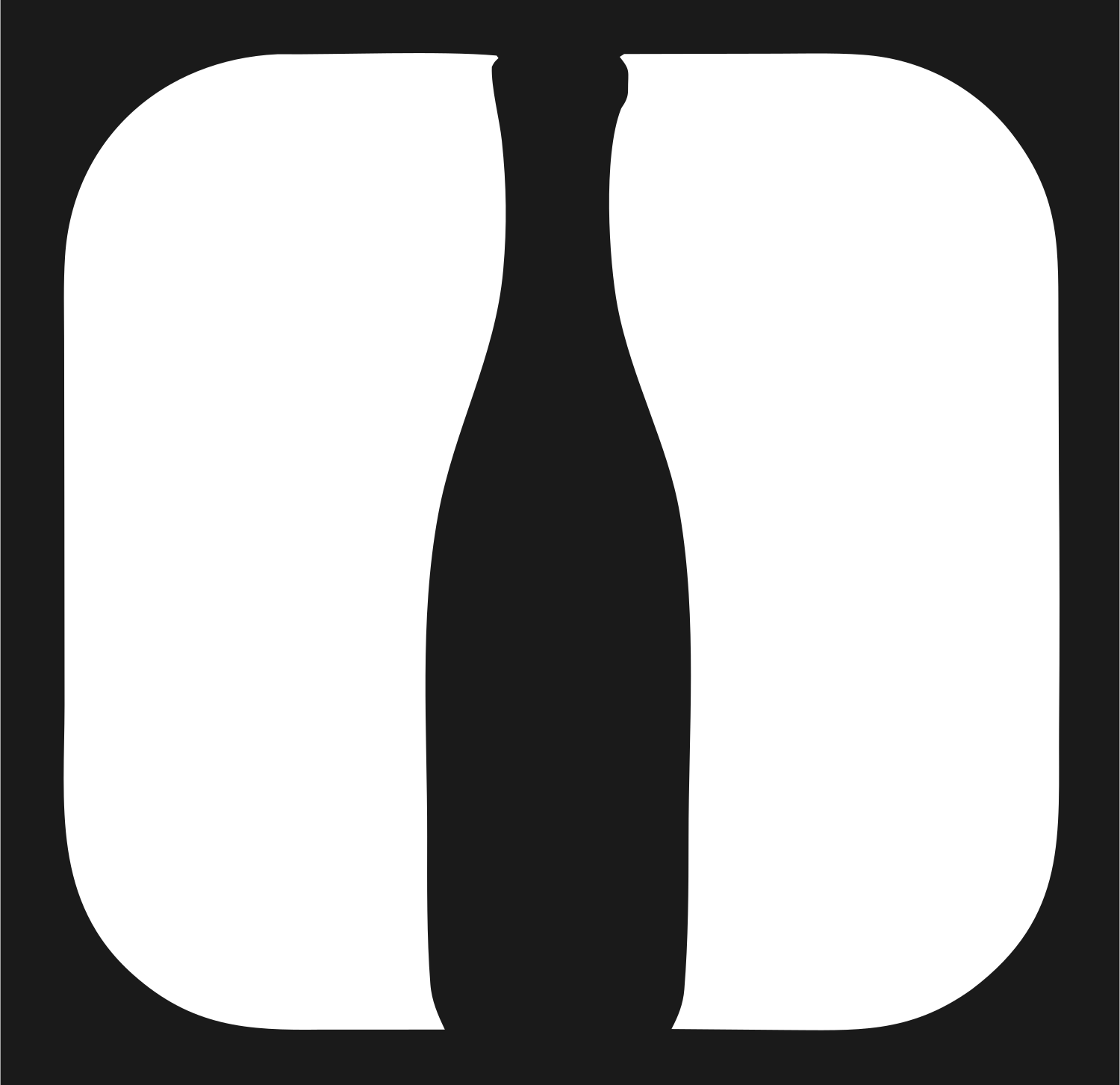Negative Space Silhouette Split Bottle Icon #1a1a1a/#ffffff
