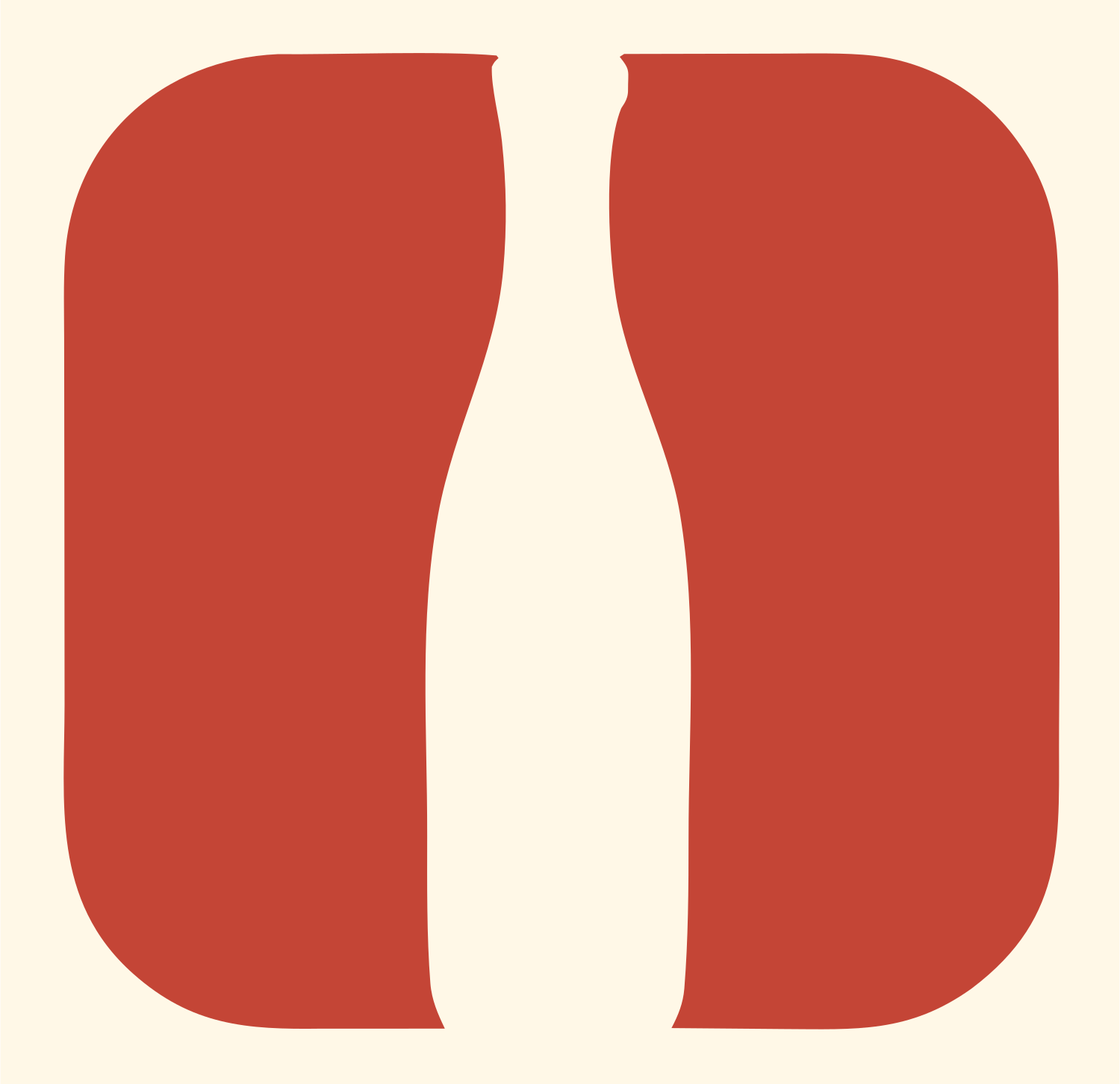 Negative Space Silhouette Split Bottle Icon #fff8e7/#c44536