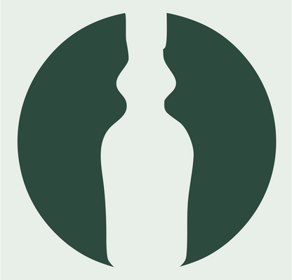 Dual Profile Face Illusion Bottle Emblem #e8efe9/#2d4a3e