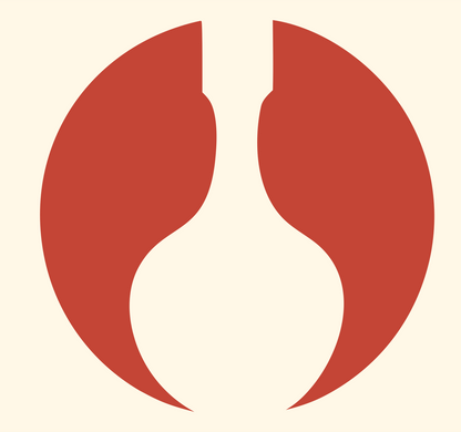 Mirrored Negative Space Wine Bottle Crest #fff8e7/#c44536