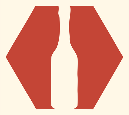 Hexagon Negative Space Wine Bottle Badge #fff8e7/#c44536