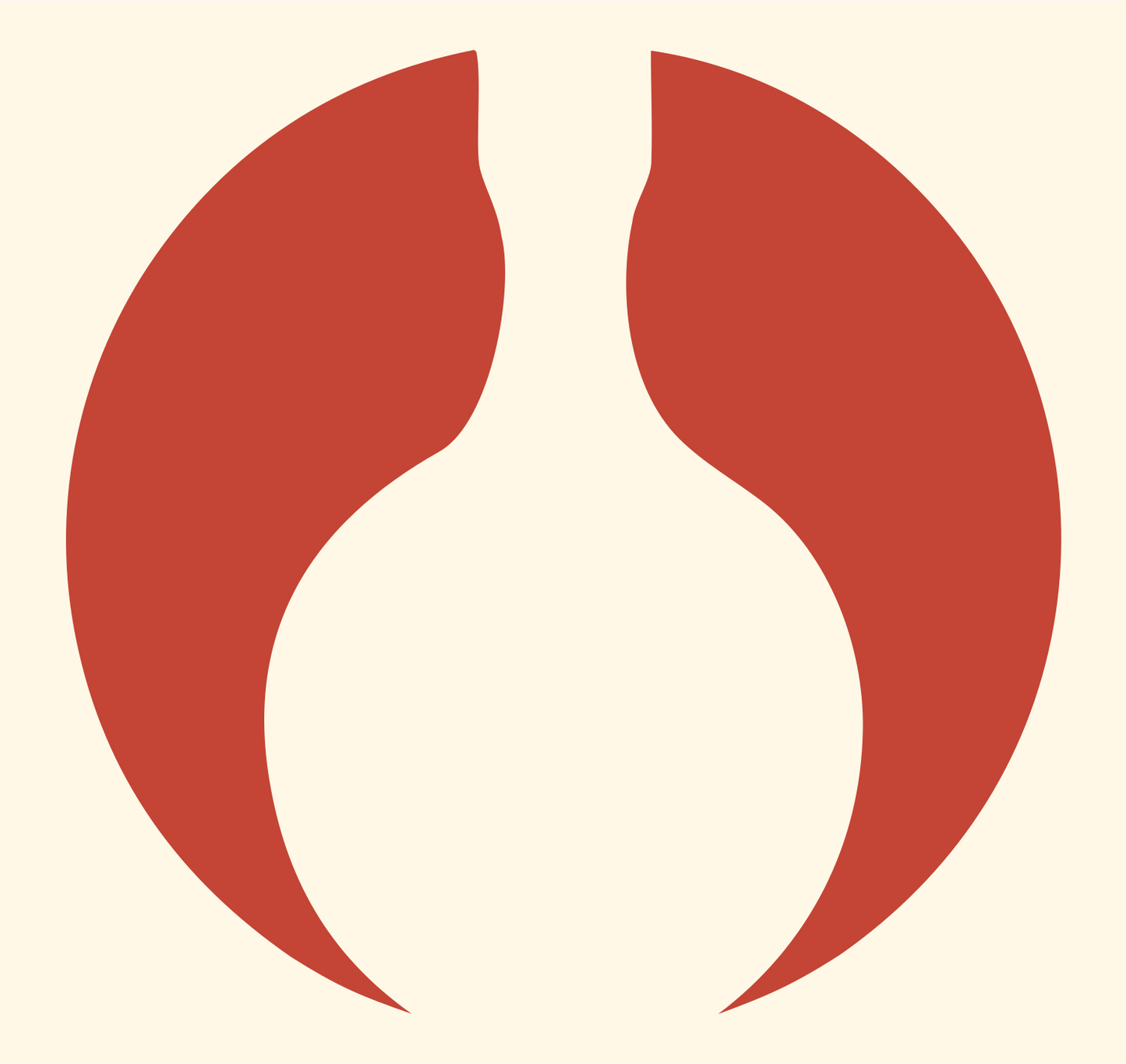 Yin Yang Negative Space Bottle Icon #fff8e7/#c44536