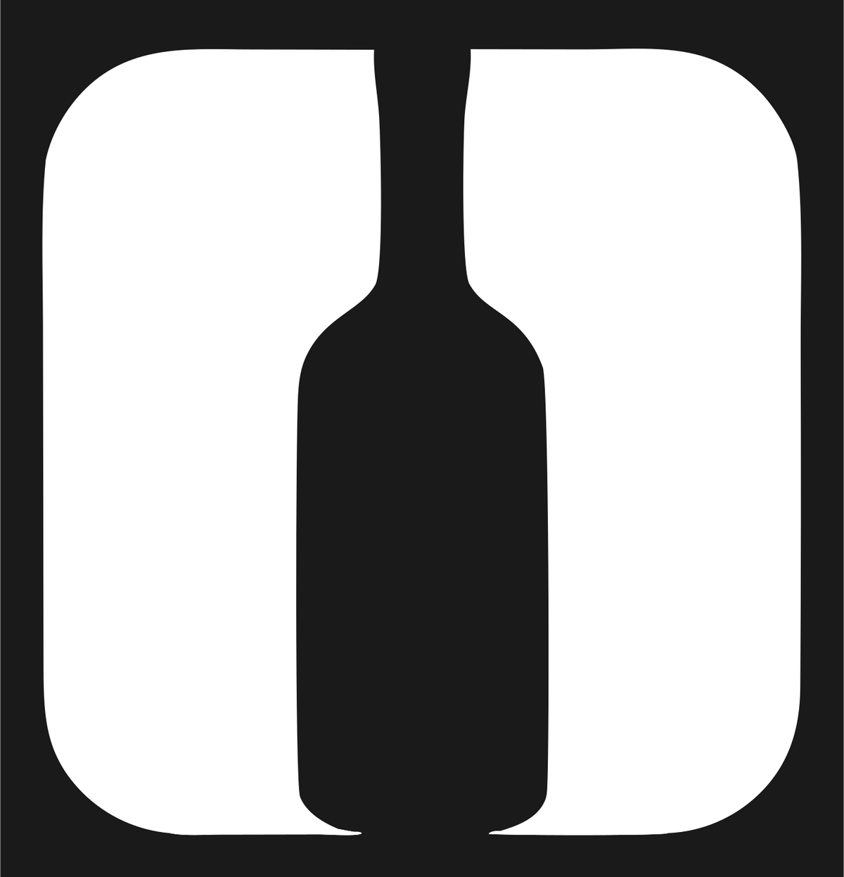 Rounded Square Cutout Wine Bottle Mark #1a1a1a/#ffffff