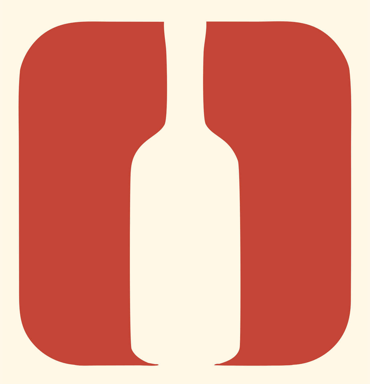 Rounded Square Cutout Wine Bottle Mark #fff8e7/#c44536
