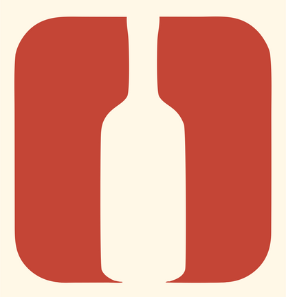 Rounded Square Cutout Wine Bottle Mark #fff8e7/#c44536