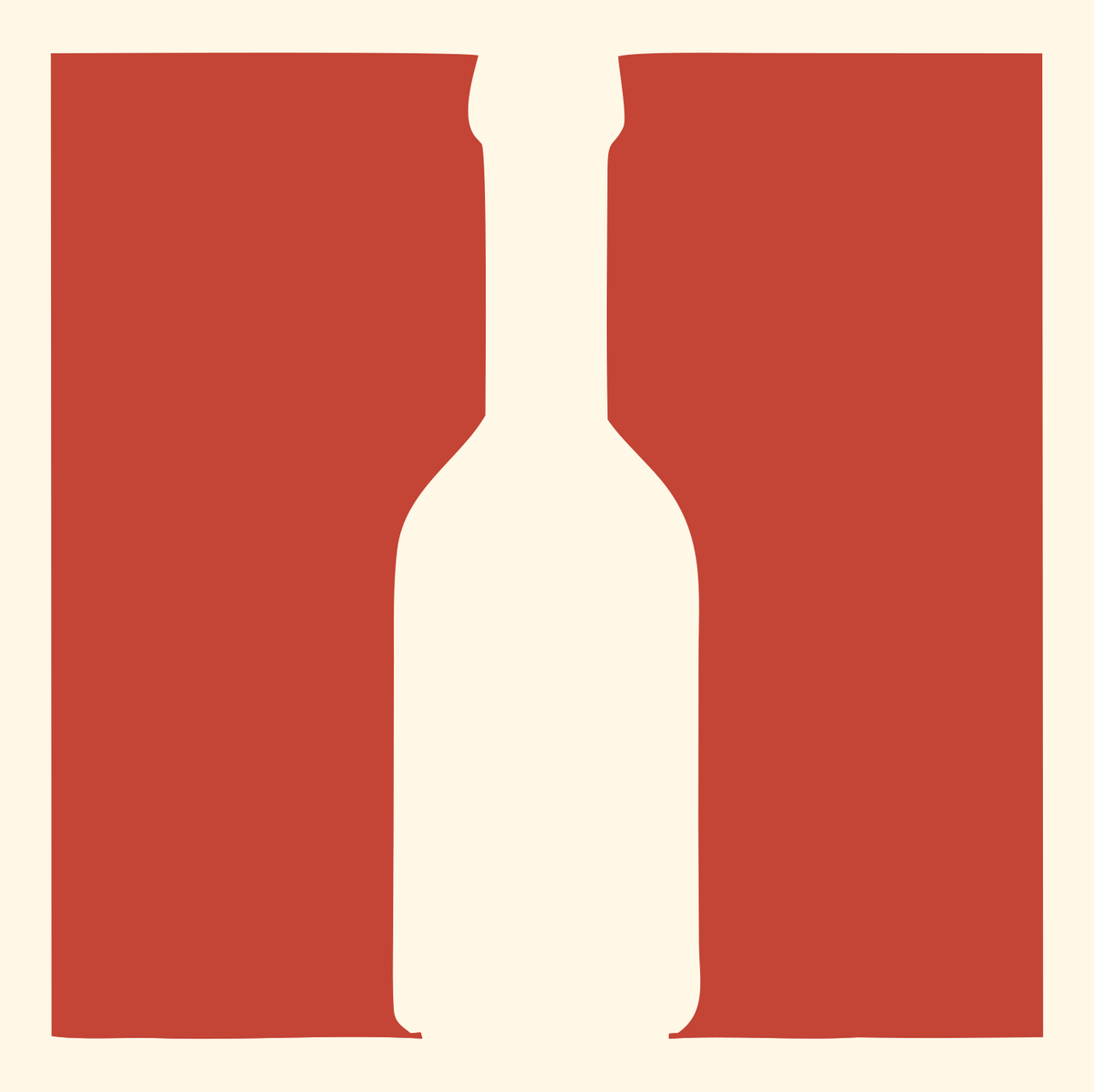 Figure Ground Illusion Wine Bottle Logo #fff8e7/#c44536