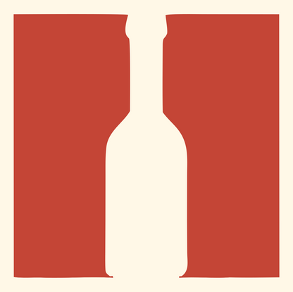 Figure Ground Illusion Wine Bottle Logo #fff8e7/#c44536