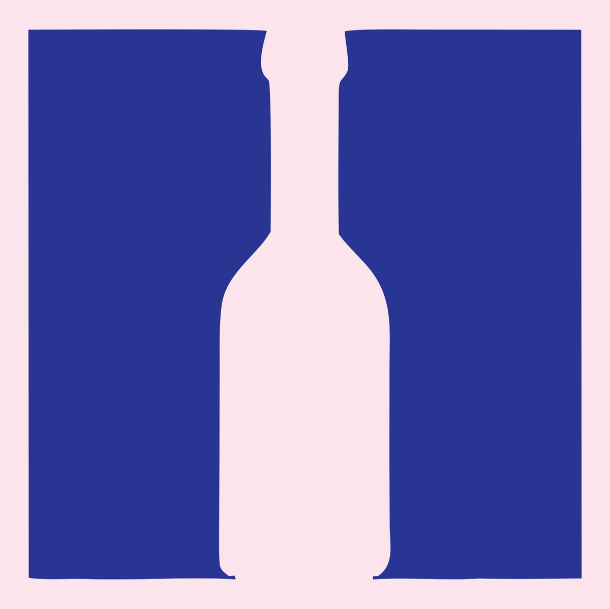 Figure Ground Illusion Wine Bottle Logo #fce4ec/#283593